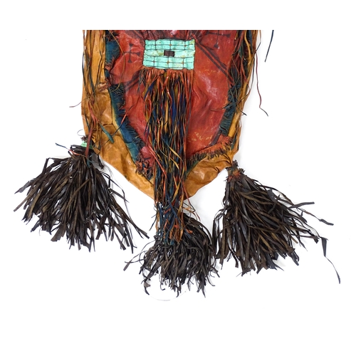 20 - Ethnographic / Native / Tribal : A Tuareg style leather camel bag with dyed panel detail, geometric ... 