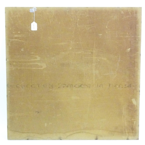 39 - 20th century, Oil on board, An abstract study of dried sunflowers. Indistinctly signed A. R. Webbe l... 