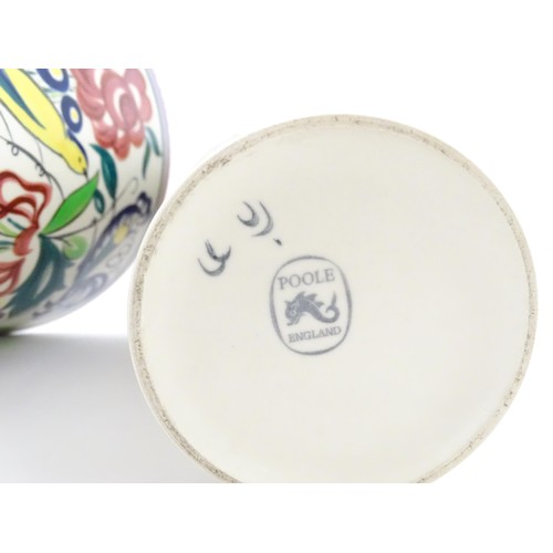 47 - Three items of Poole Pottery to include a bowl, and two vases of flared, waisted form. Tallest appro... 
