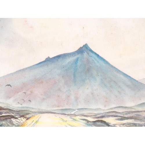 48 - Two Scottish watercolours comprising a study of Ben Rinnes in Scotland, and Kerrara near Oban. Large... 