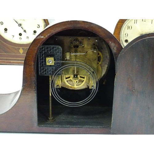 52 - Three various mantle clocks to include two chiming examples. The tallest approx 9 1/4