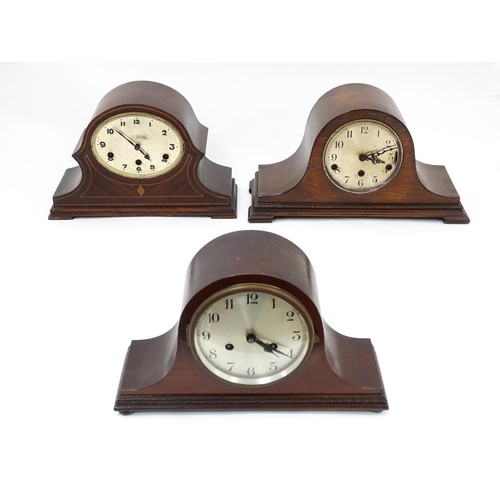 52 - Three various mantle clocks to include two chiming examples. The tallest approx 9 1/4