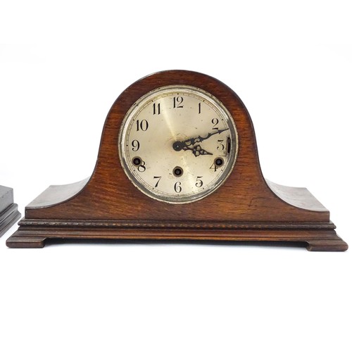 52 - Three various mantle clocks to include two chiming examples. The tallest approx 9 1/4