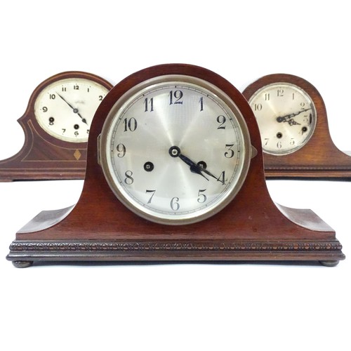 52 - Three various mantle clocks to include two chiming examples. The tallest approx 9 1/4