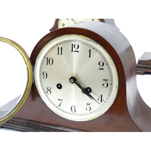 52 - Three various mantle clocks to include two chiming examples. The tallest approx 9 1/4