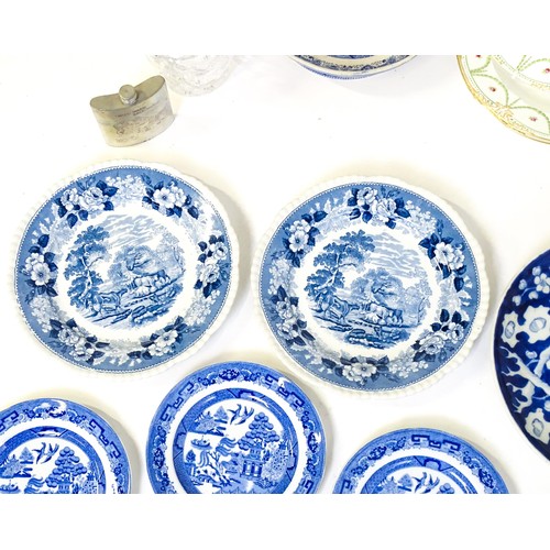 57 - A quantity of assorted ceramics to include a Chinese blue and white plate with prunus blossom decora... 