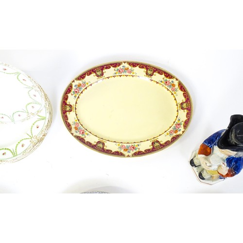 57 - A quantity of assorted ceramics to include a Chinese blue and white plate with prunus blossom decora... 