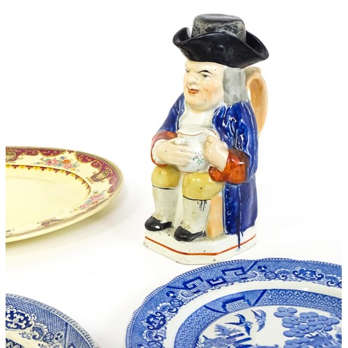 57 - A quantity of assorted ceramics to include a Chinese blue and white plate with prunus blossom decora... 