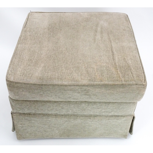 28 - A beige upholstered Pouffe / footstool. The top removing to reveal storage space within. Approx 21 1... 