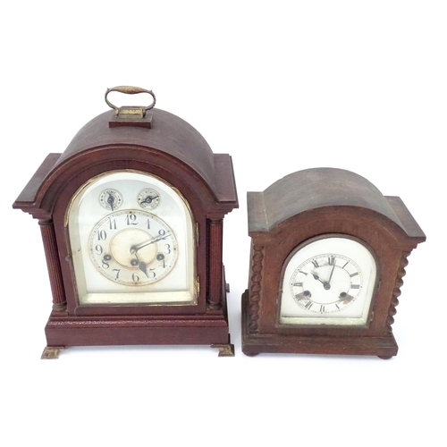 5 - Two mantle clocks, one by Junghans. The tallest approx. 16
