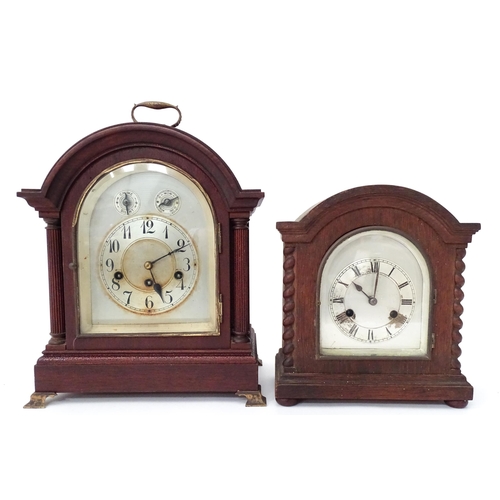 5 - Two mantle clocks, one by Junghans. The tallest approx. 16