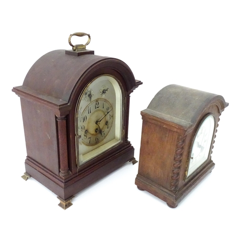 5 - Two mantle clocks, one by Junghans. The tallest approx. 16