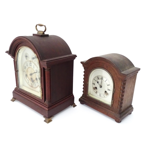 5 - Two mantle clocks, one by Junghans. The tallest approx. 16
