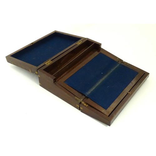 12 - A 19thC brass bound mahogany writing slope. Approx. 15