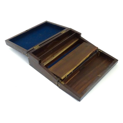 12 - A 19thC brass bound mahogany writing slope. Approx. 15