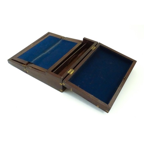 12 - A 19thC brass bound mahogany writing slope. Approx. 15