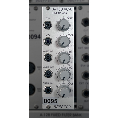 104 - Doepfer A-130 VCA Linear VCA

Voltage-controlled amplifier module for linear amplitude modulation.

... 