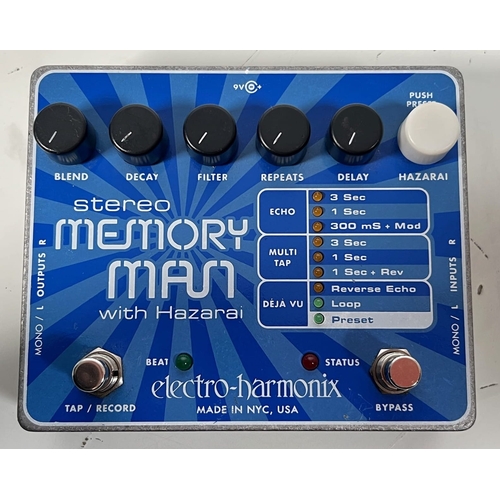 33 - Electro-Harmonix Stereo Memory Man with Hazari, Boxed

Delay pedal offering a wide range of delay an... 