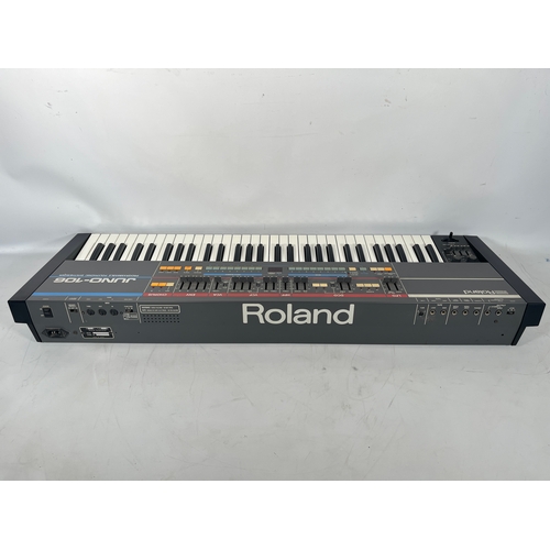 131 - Roland Juno-106 Polyphonic Synthesizer, mid 1980's

Roland Corporation's Legendary 6 voice Polyphoni... 