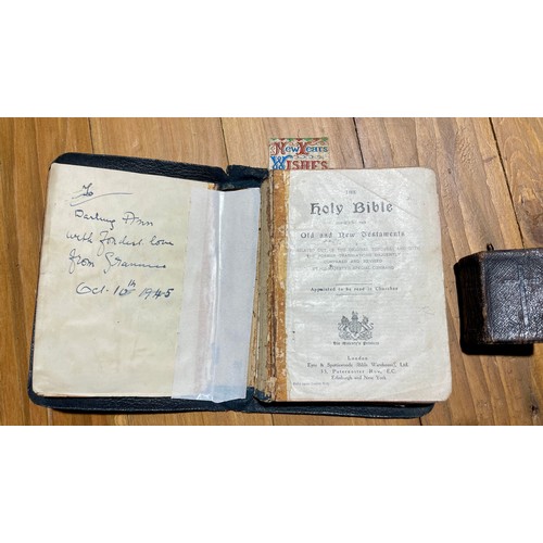 99 - Leather bound Bible - Eyre and Spottiswoode (Bible Warehouse) Ltd and small leather bound Book of Co... 