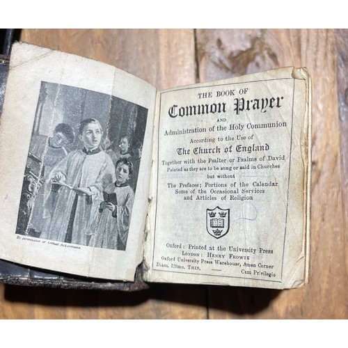 99 - Leather bound Bible - Eyre and Spottiswoode (Bible Warehouse) Ltd and small leather bound Book of Co... 