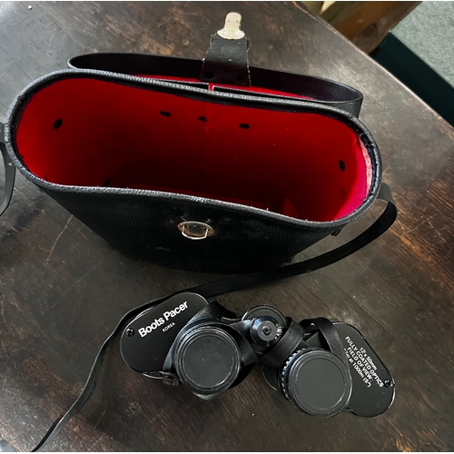107 - Vintage Binoculars - Boots Pacer 12x50mm. With Case.