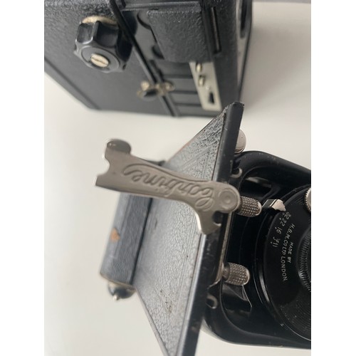 110 - Two vintage cameras
Box camera - Coronet Consul 1950’s 6 x9 cm 120 roll film 
Folding camera - Ensig... 