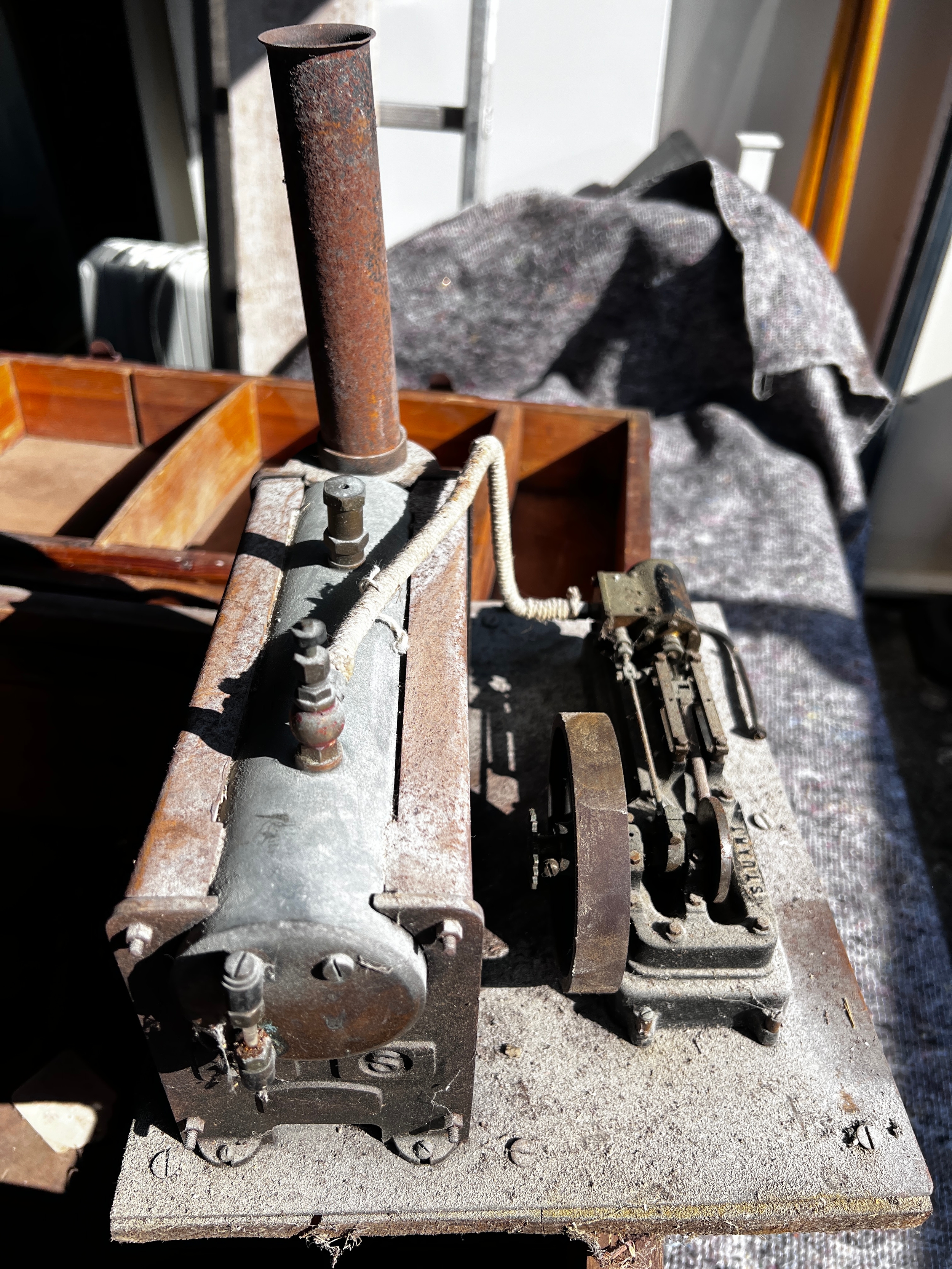 Vintage Stuart Model Steam Engine & Boiler. Horizontal boiler and a ...