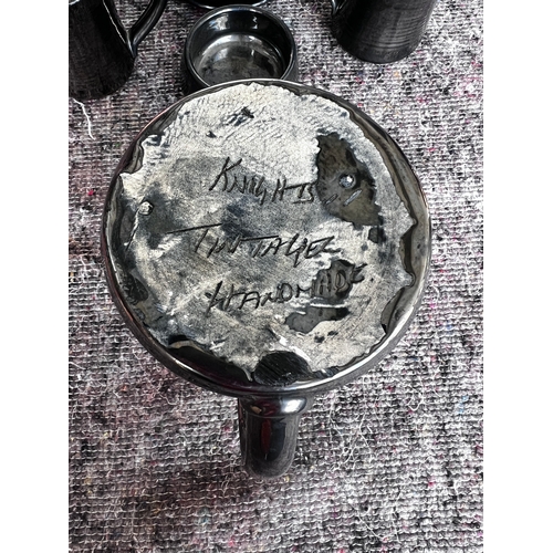 83 - Knights Tintagel Pottery Coffee Set in Black Metalic