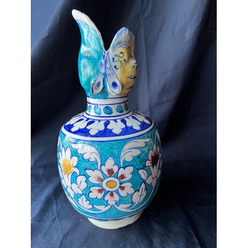 94 - Vintage Pottery Bottle Vase. Double Animal Mask design.