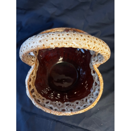 107 - CHSW - Vintage glazed ceramic woven basket. 26cm long
