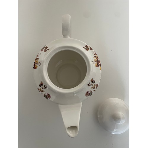 118 - A V&A fine china teapot Toile design from a 19C printed textile - appears new and boxed