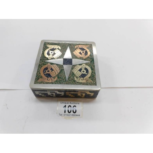 106 - A vintage Mexixan Alpaca Metales box, stamped on bottom