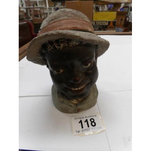 118 - A vintage tobacco jar in the shape of a head