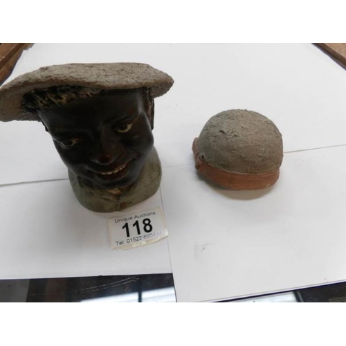 118 - A vintage tobacco jar in the shape of a head