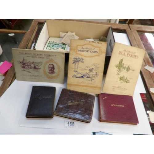 168 - A box of ephemera including autograph books, cigarette cards etc

The autograph books appear to be f... 