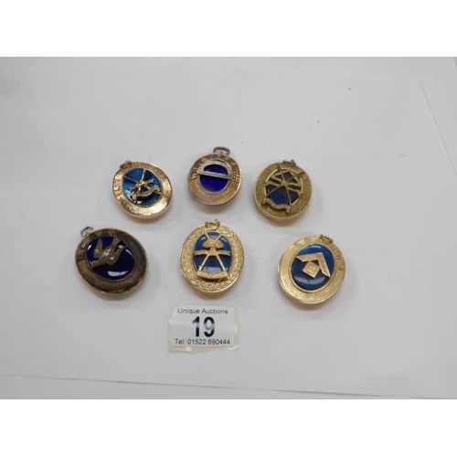 19 - 6 Masonic medallions