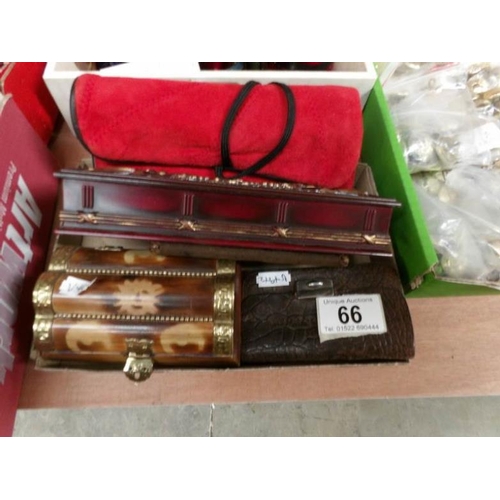 66 - A mixed lot of jewellery boxes, jewellery roll etc