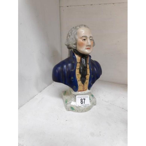 87 - A ceramic bust marked on base 'Jordan 1897' and 'Tout Court'