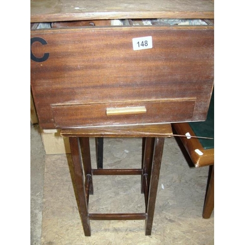 148 - An old table and a sewing box, a/f