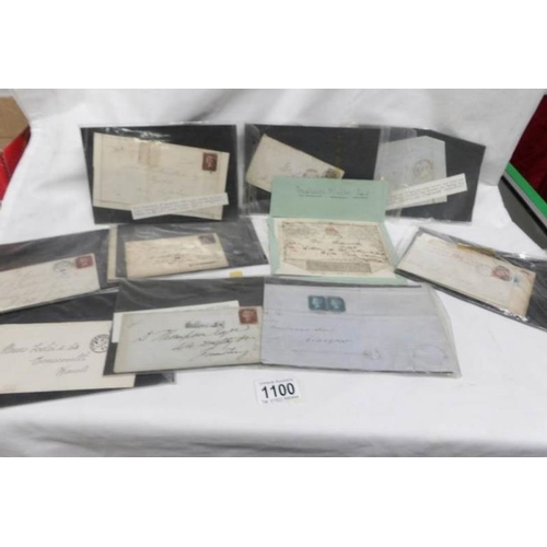 1100 - A quantity of 19th century stamped envelopes including penny black and twopenny blue