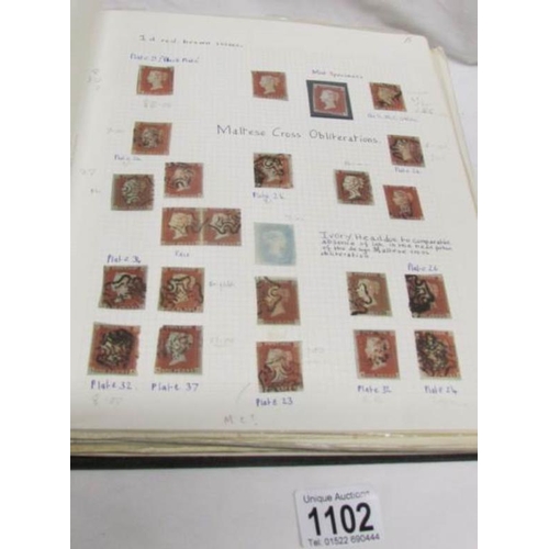 1102 - An important collection of GB stamps including 14 penny blacks, many Victorian twopenny blues and pe... 