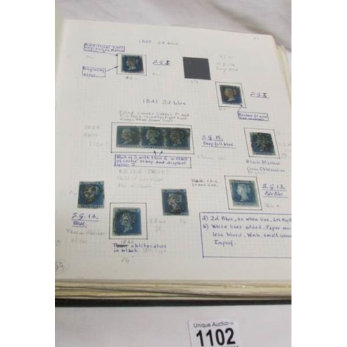 1102 - An important collection of GB stamps including 14 penny blacks, many Victorian twopenny blues and pe... 