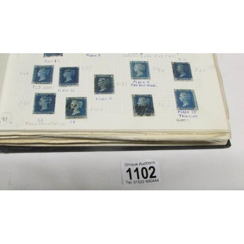 1102 - An important collection of GB stamps including 14 penny blacks, many Victorian twopenny blues and pe... 