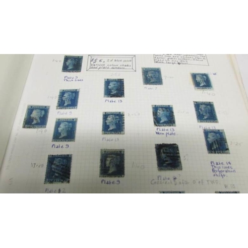 1102 - An important collection of GB stamps including 14 penny blacks, many Victorian twopenny blues and pe... 