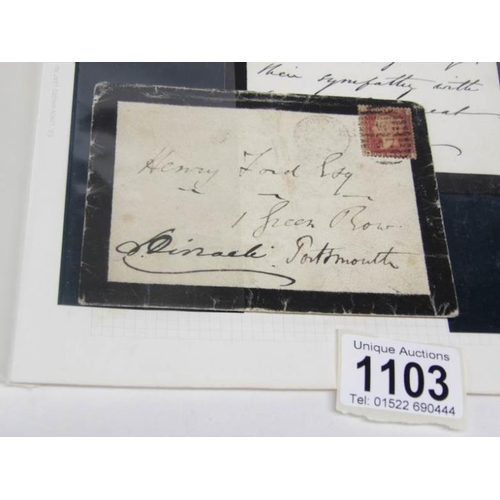 1103 - A letter from Benjamin Disraeli and an envelope signed Disraeli and addressed to Henry Ford