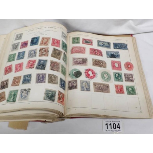 1104 - An album of stamps including Victorian penny reds, Australia Territories, Europe, USA etc