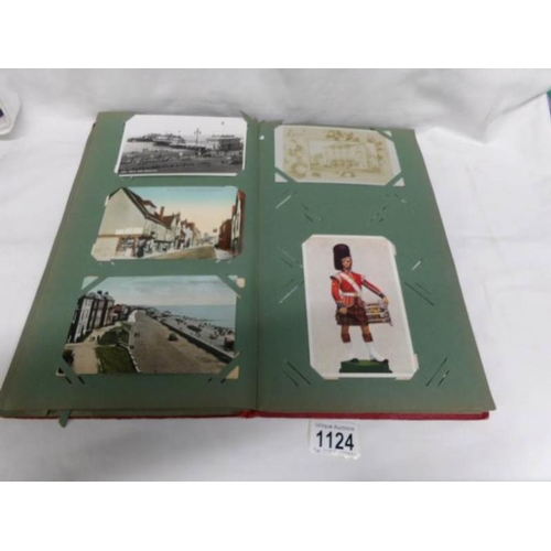 1124 - A red postcard album of approximately 150 postcards, mainly Edwardian, Essex, topographical etc