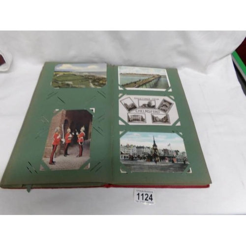 1124 - A red postcard album of approximately 150 postcards, mainly Edwardian, Essex, topographical etc