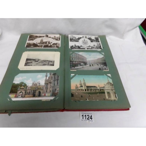 1124 - A red postcard album of approximately 150 postcards, mainly Edwardian, Essex, topographical etc